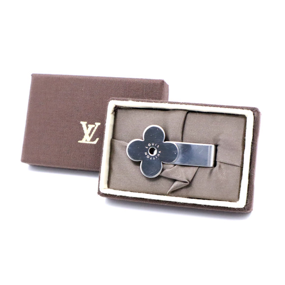 Louis Vuitton Money Clip Flower Monogram Stainless Steel Vintage Authentic EUC - Picture 1 of 7